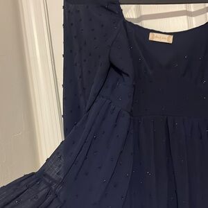 Small Altard State navy blue babydoll dress.